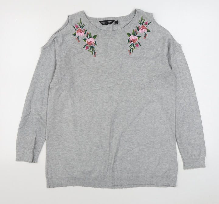 Dorothy Perkins Womens Grey Round Neck  Viscose Pullover Jumper Size 16