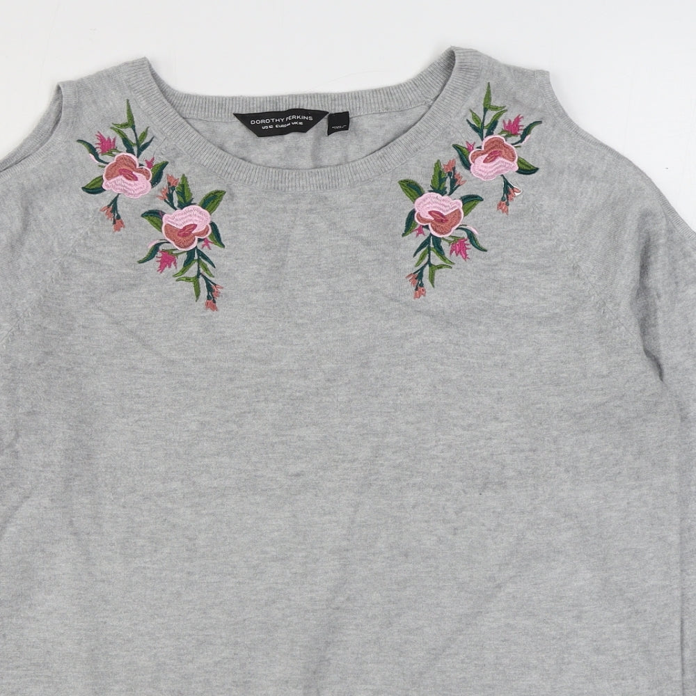 Dorothy Perkins Womens Grey Round Neck  Viscose Pullover Jumper Size 16