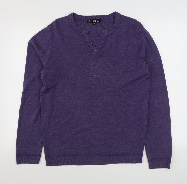 Debenhams Womens Purple V-Neck  Acrylic Pullover Jumper Size M