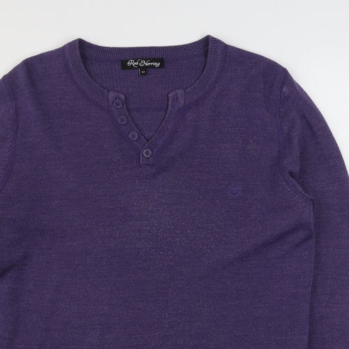 Debenhams Womens Purple V-Neck  Acrylic Pullover Jumper Size M