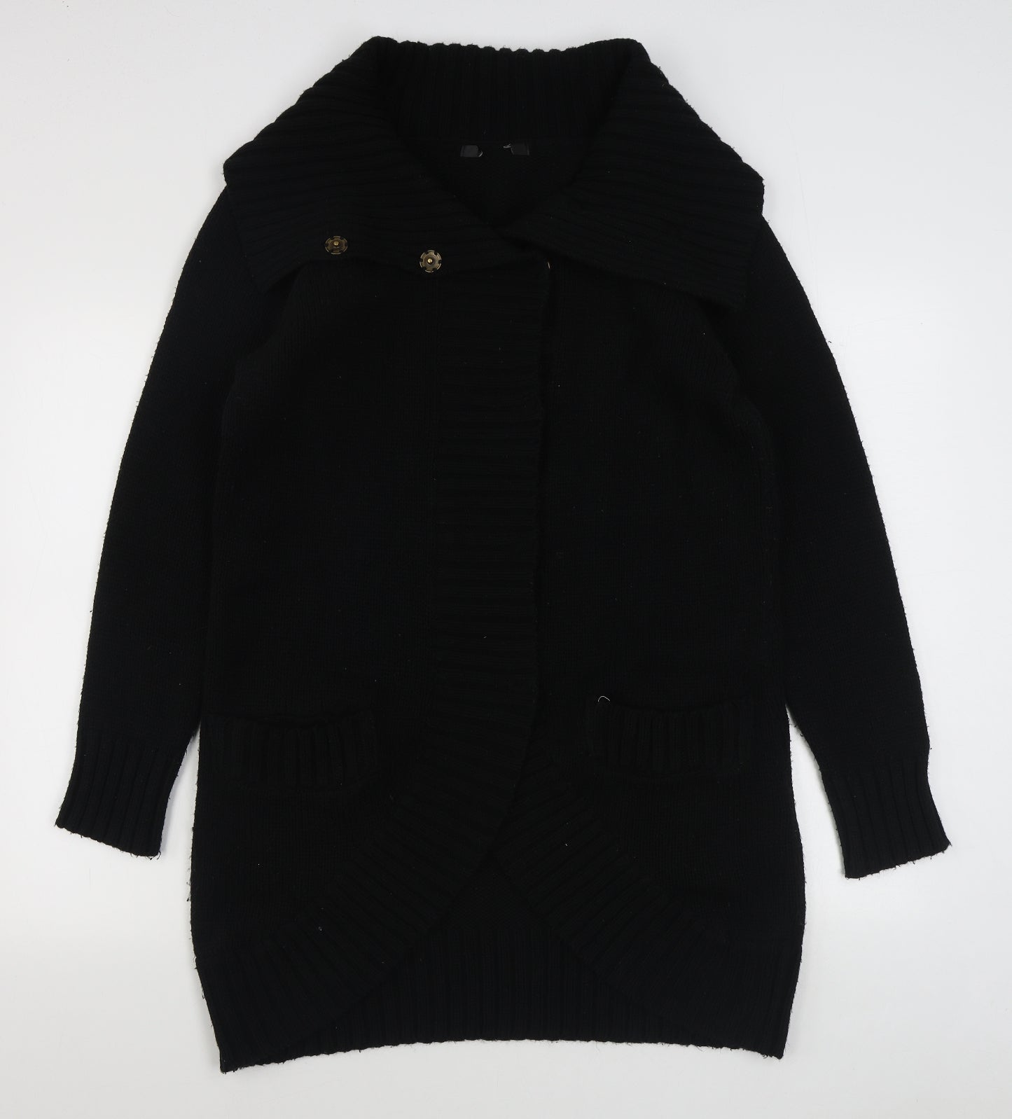 George Womens Black Collared  Acrylic Cardigan Jumper Size 14