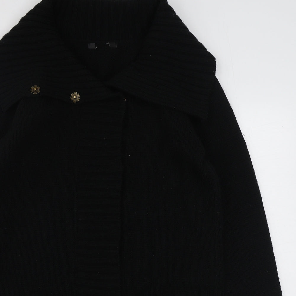 George Womens Black Collared  Acrylic Cardigan Jumper Size 14