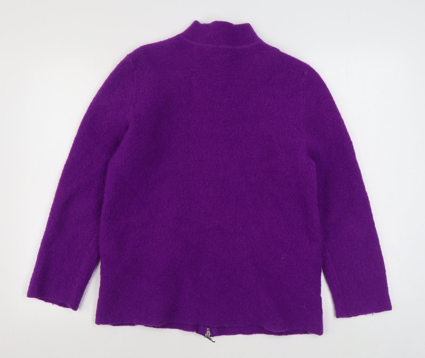 Deane & White Womens Purple V-Neck  Wool Full Zip Jumper Size XL
