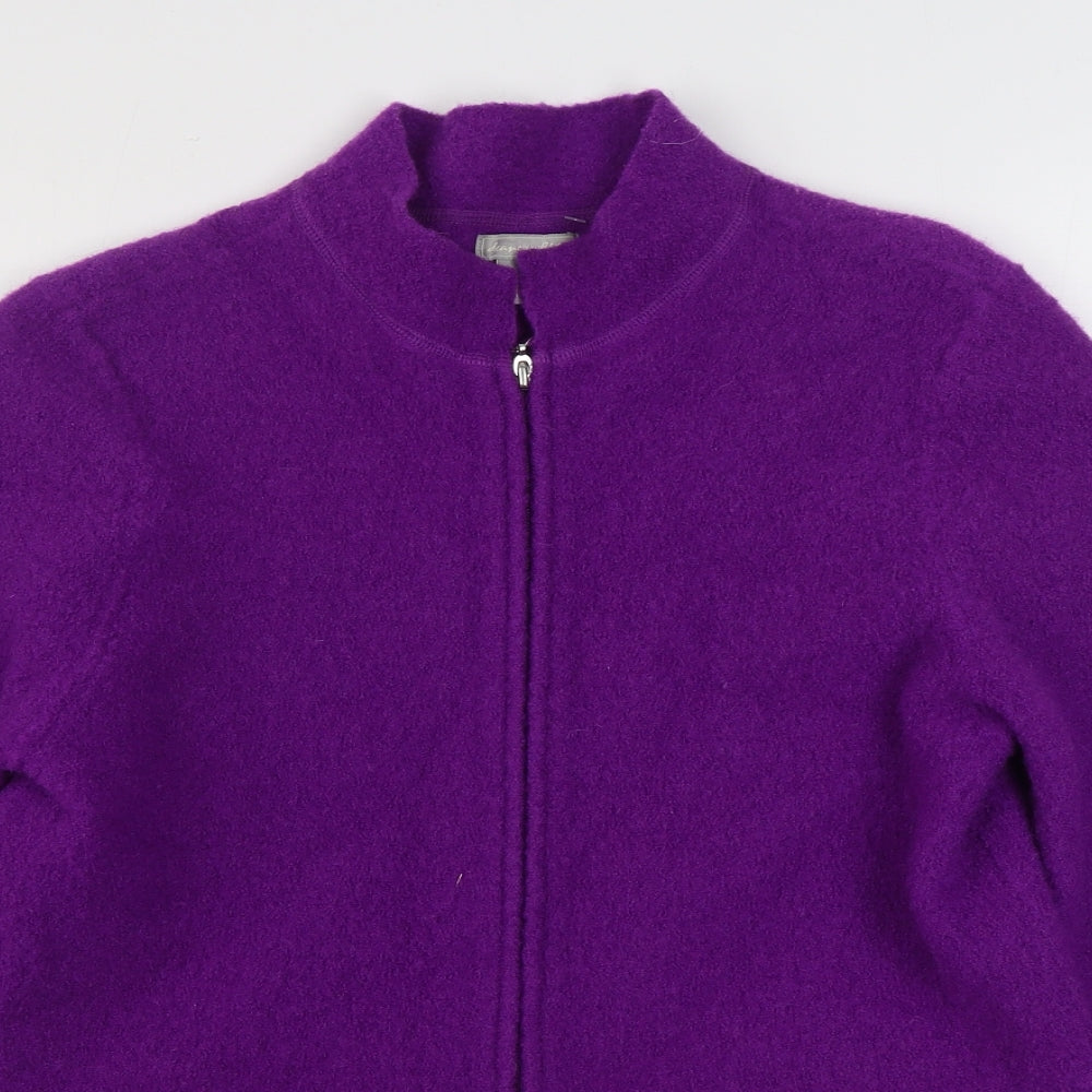 Deane & White Womens Purple V-Neck  Wool Full Zip Jumper Size XL