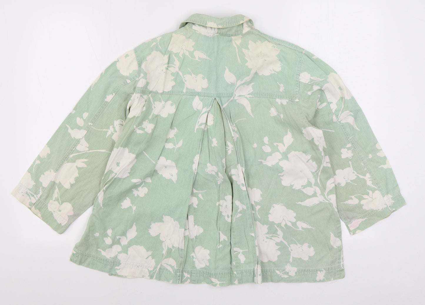 Orvis Womens Green Floral 100% Cotton Basic Button-Up Size 10 Collared