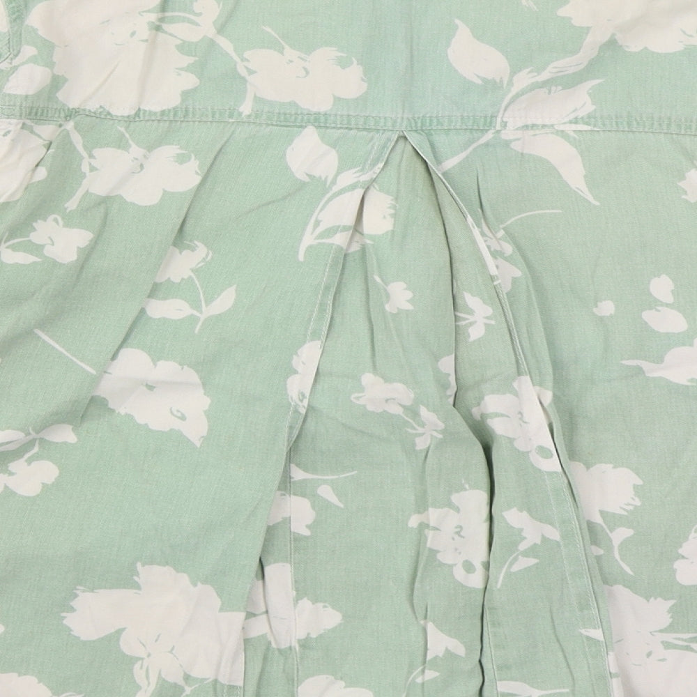 Orvis Womens Green Floral 100% Cotton Basic Button-Up Size 10 Collared