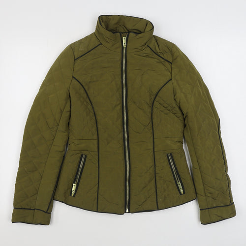 River Island Womens Green   Quilted Coat Size 6  Zip