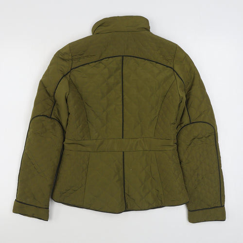 River Island Womens Green   Quilted Coat Size 6  Zip