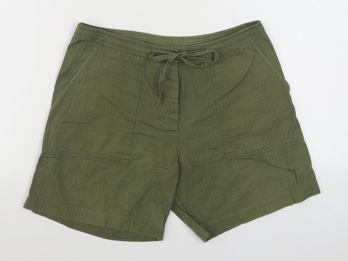 H&M Womens Green  100% Cotton Cargo Shorts Size 10 L6 in Regular Button