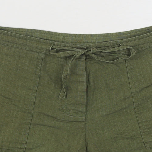 H&M Womens Green  100% Cotton Cargo Shorts Size 10 L6 in Regular Button