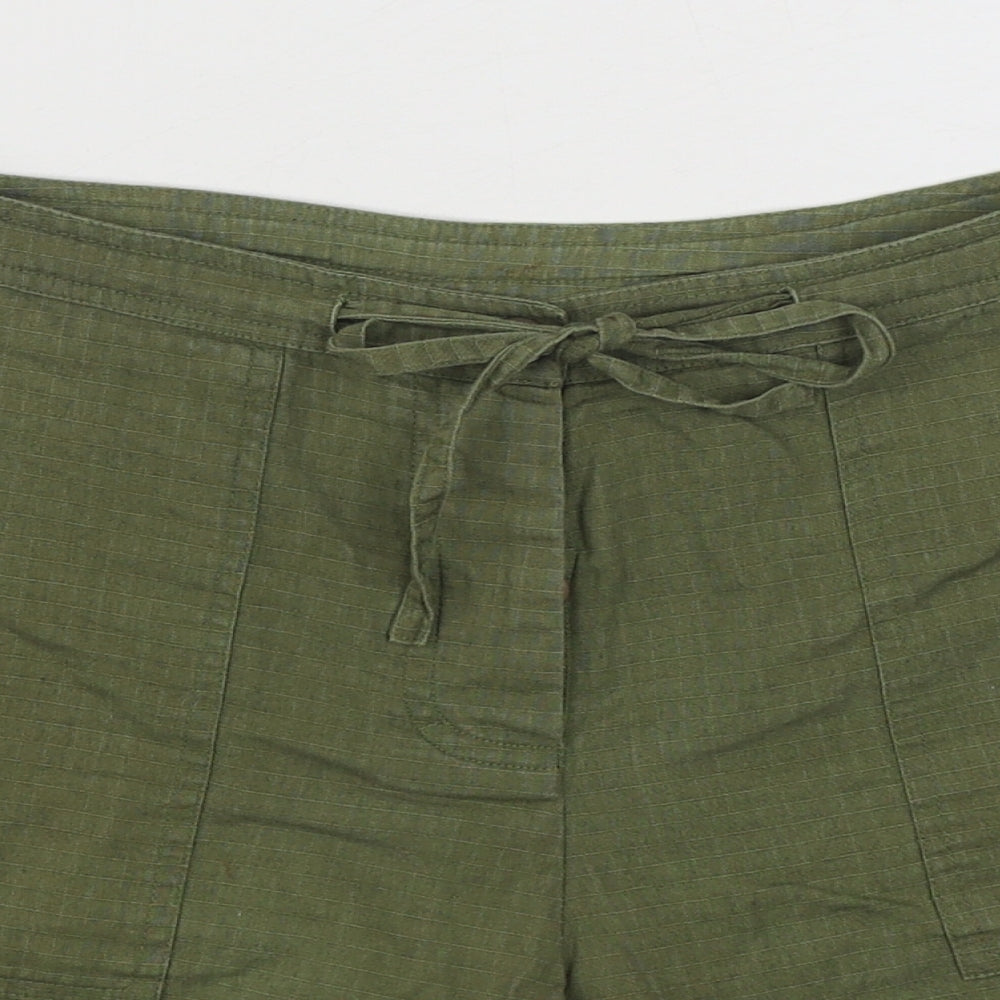 H&M Womens Green  100% Cotton Cargo Shorts Size 10 L6 in Regular Button