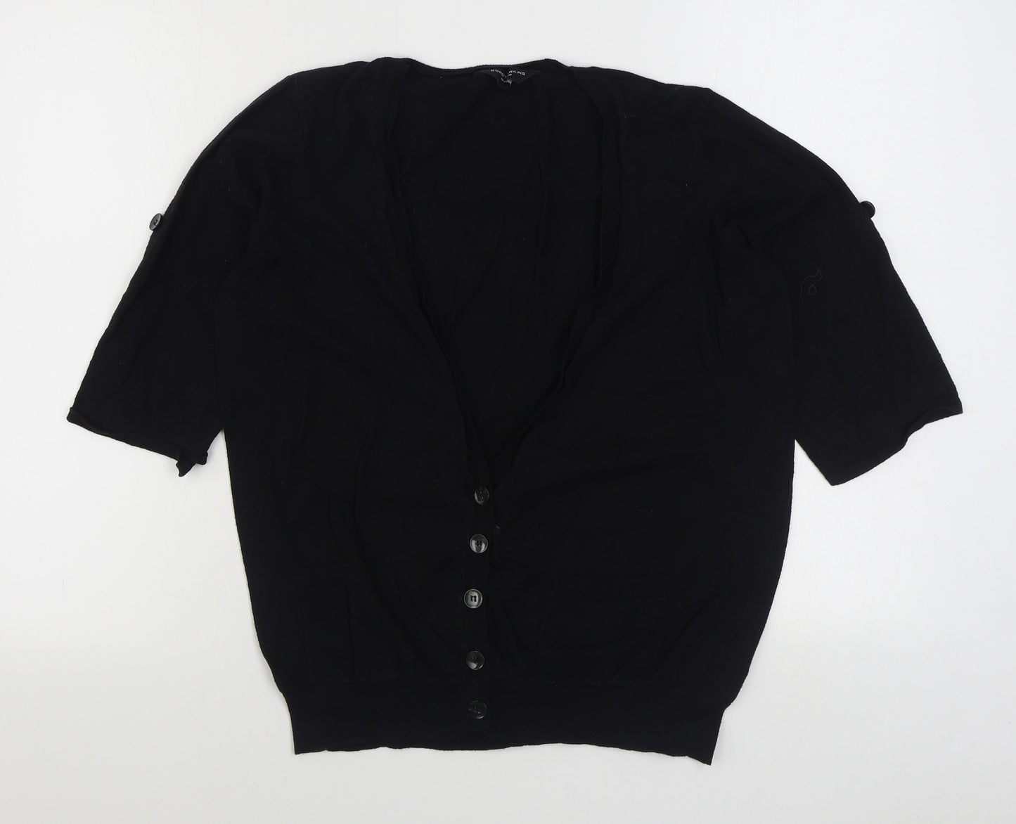 Dorothy Perkins Womens Black V-Neck  100% Cotton Cardigan Jumper Size 18