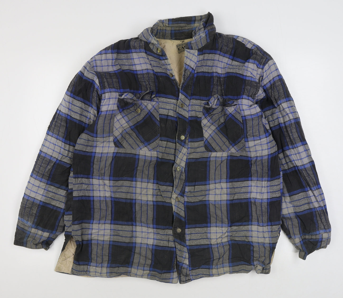 Emos Mens Blue Plaid  Jacket  Size M  Button