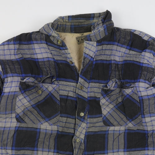 Emos Mens Blue Plaid  Jacket  Size M  Button