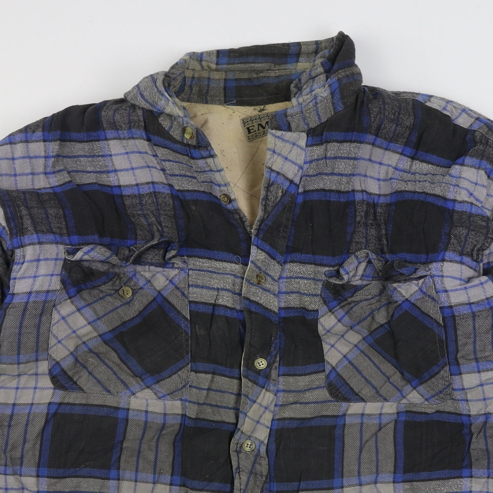 Emos Mens Blue Plaid  Jacket  Size M  Button