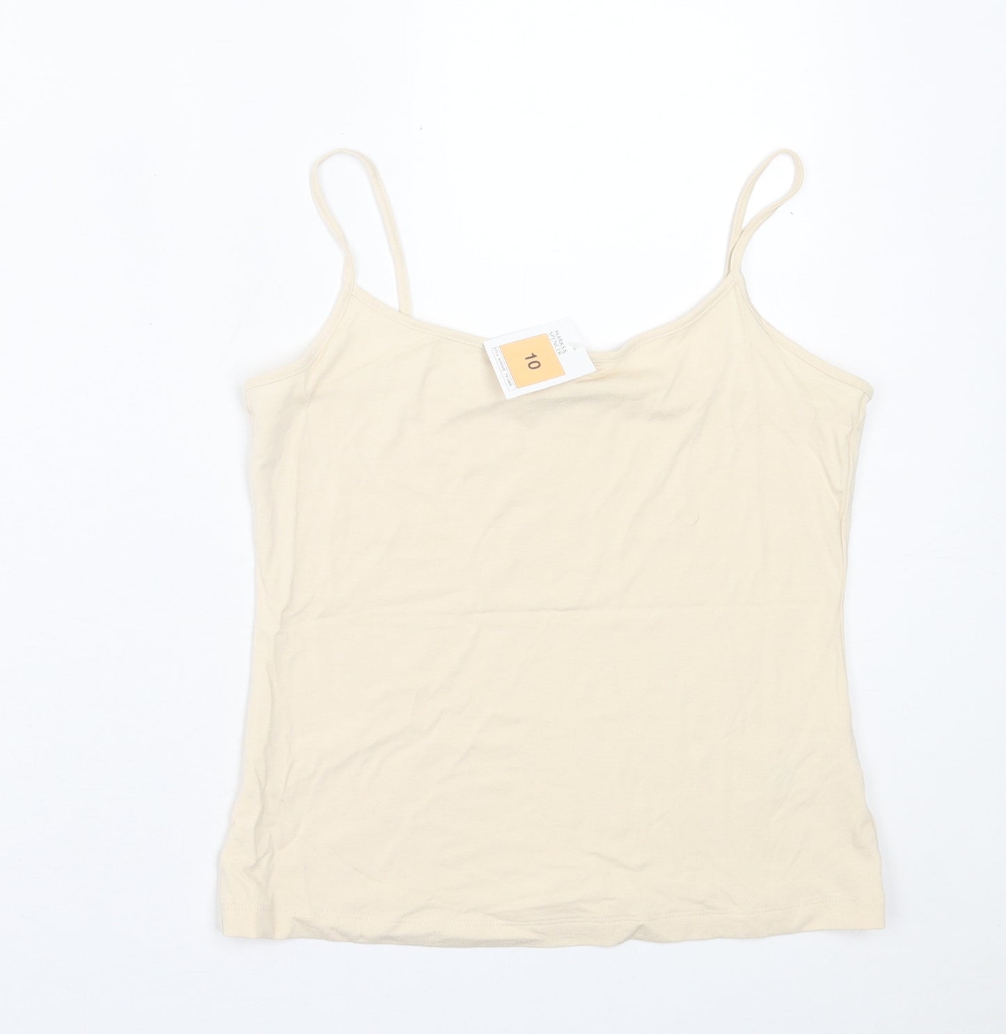 Marks and Spencer Womens Beige  Viscose Basic Tank Size 10 Scoop Neck