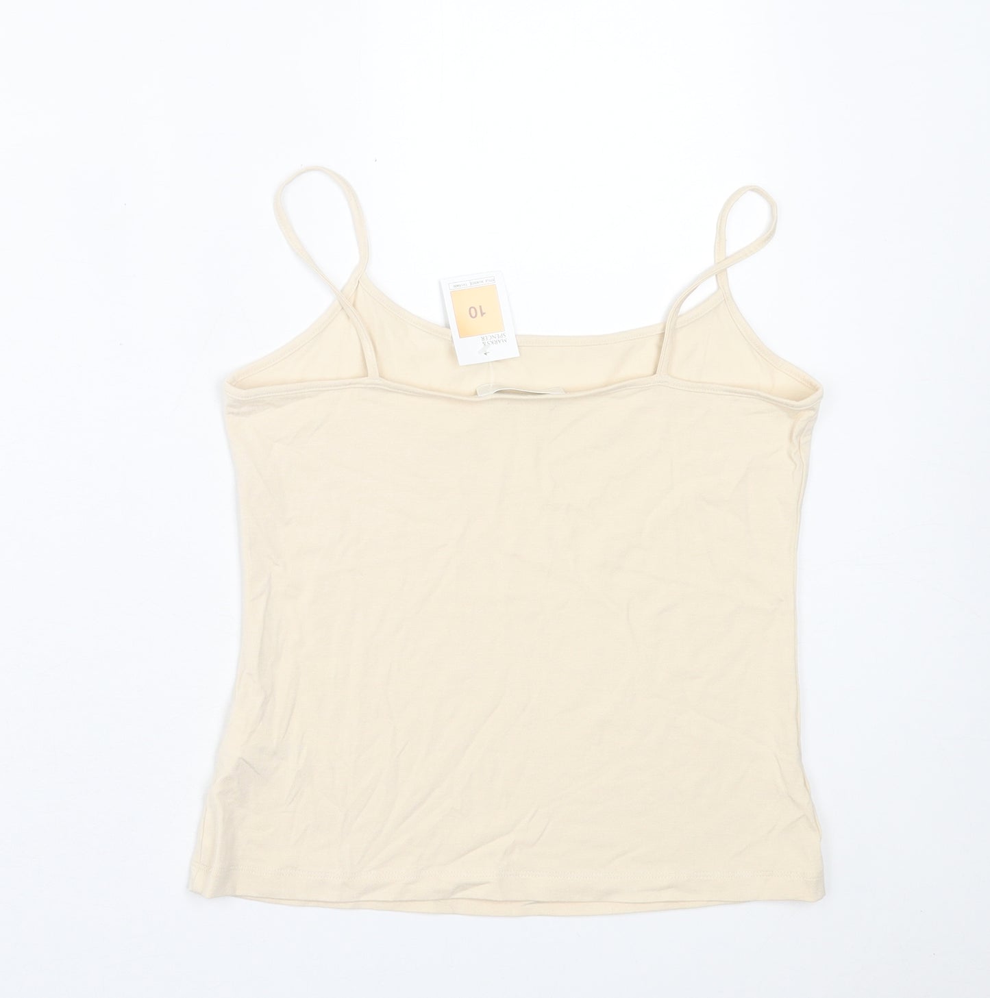Marks and Spencer Womens Beige  Viscose Basic Tank Size 10 Scoop Neck