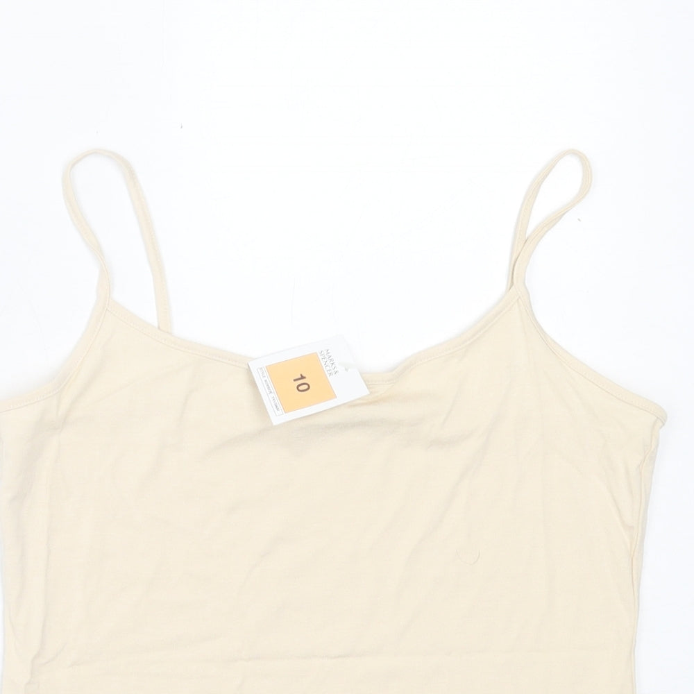 Marks and Spencer Womens Beige  Viscose Basic Tank Size 10 Scoop Neck