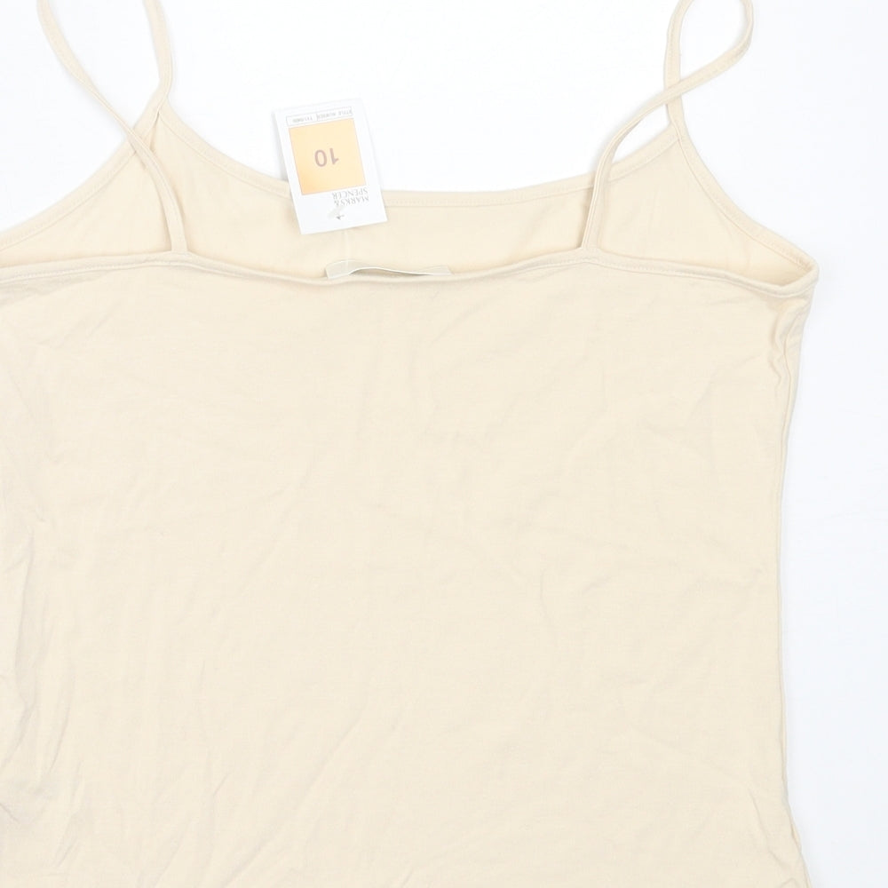 Marks and Spencer Womens Beige  Viscose Basic Tank Size 10 Scoop Neck