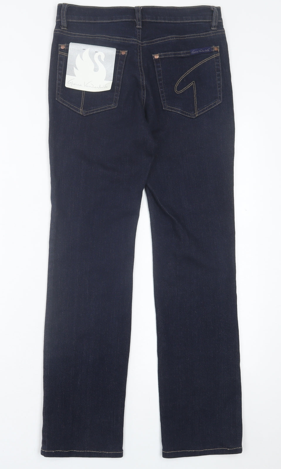 Gloria Vanderbilt Womens Blue  Cotton Straight Jeans Size 8 L29 in Slim Button
