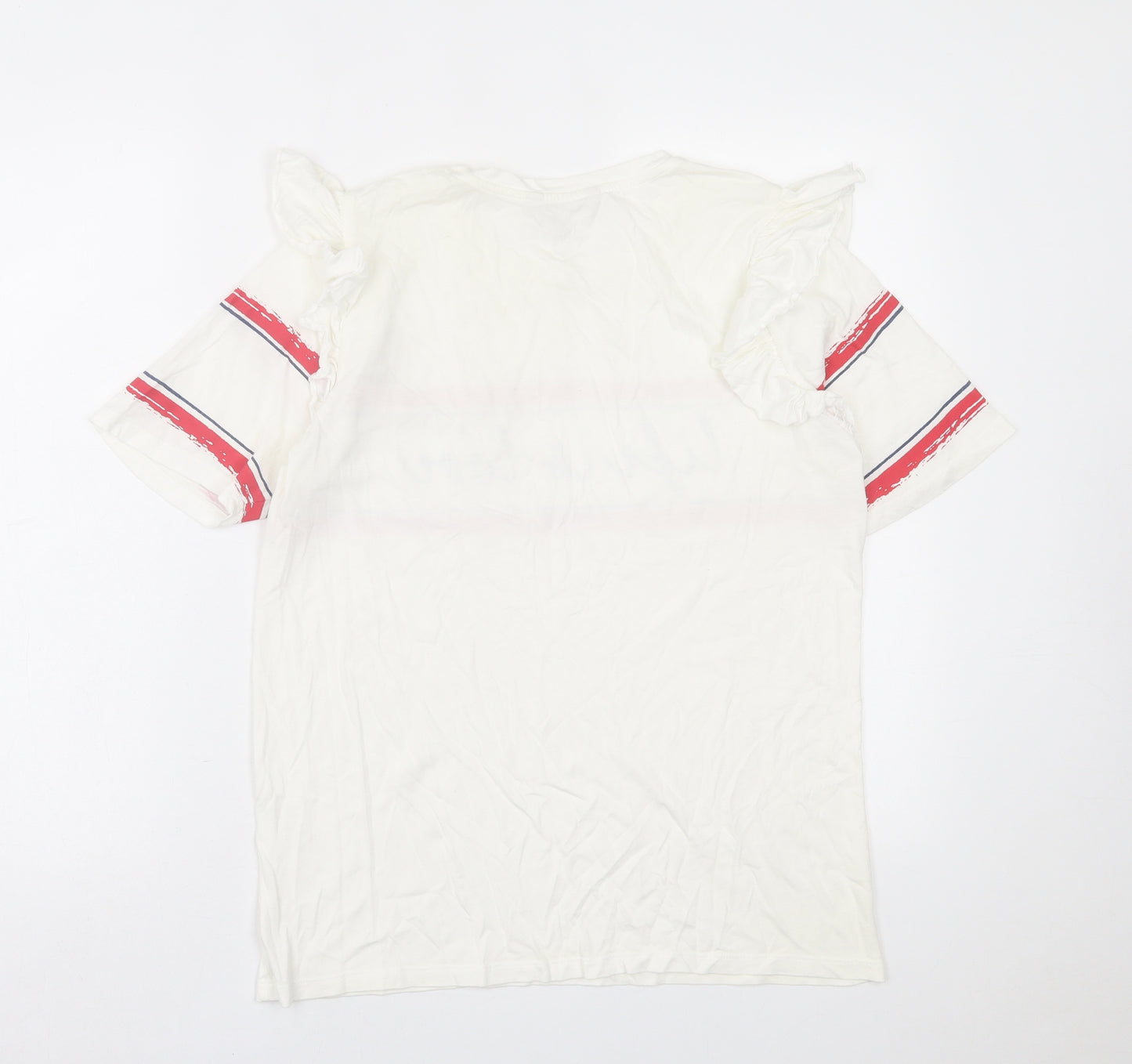 Red Herring Womens White  Polyester Basic T-Shirt Size 12 Crew Neck