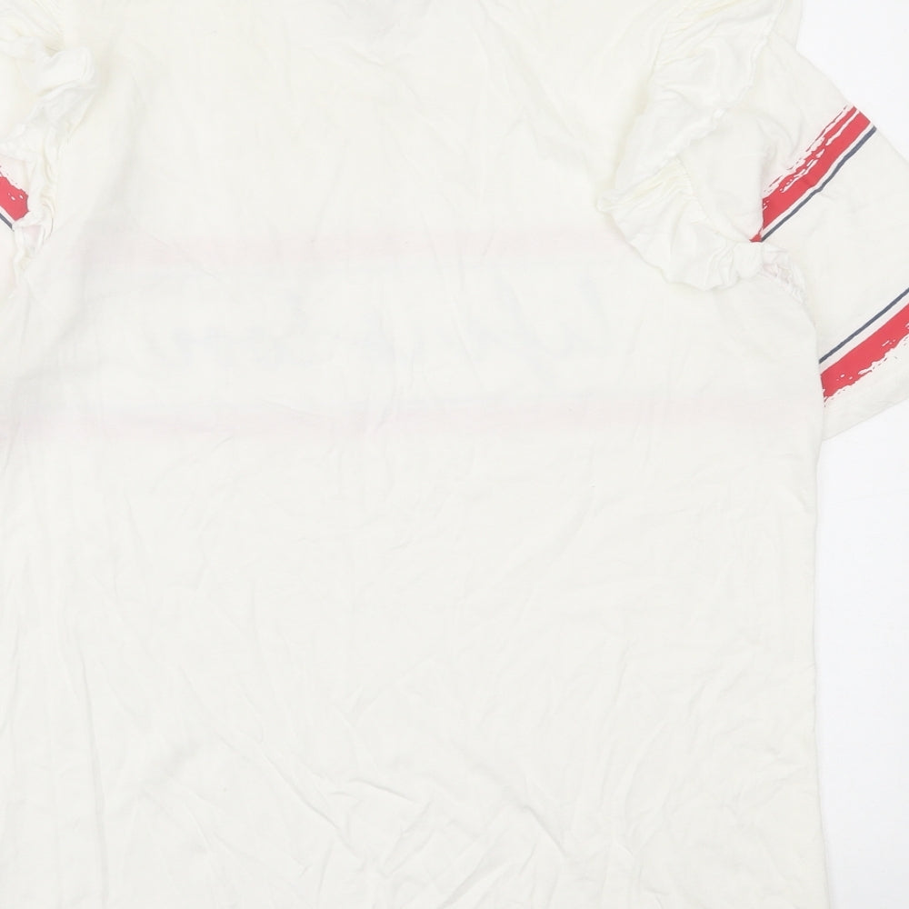 Red Herring Womens White  Polyester Basic T-Shirt Size 12 Crew Neck