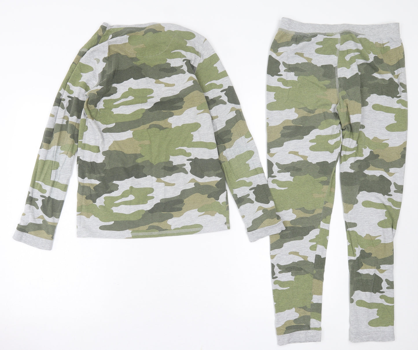 Marks and Spencer Boys Green Camouflage Cotton  Pyjama Set Size 11-12 Years  Pullover