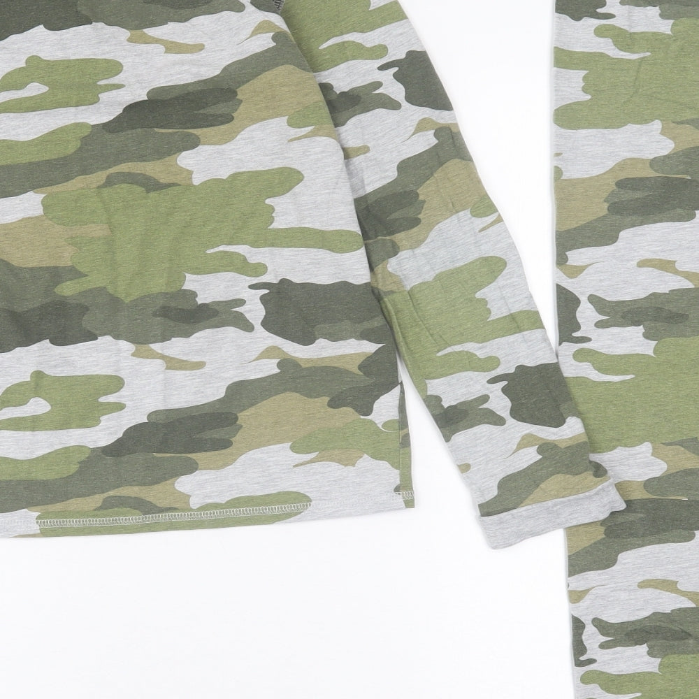 Marks and Spencer Boys Green Camouflage Cotton  Pyjama Set Size 11-12 Years  Pullover