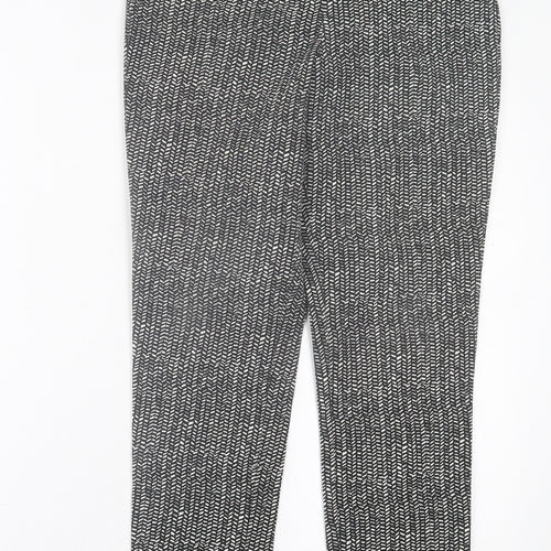 Phase Eight Womens Black Geometric Viscose Trousers  Size 8 L27 in Regular Zip