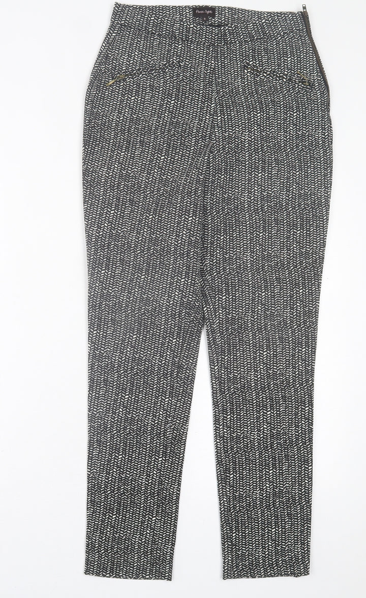 Phase Eight Womens Black Geometric Viscose Trousers  Size 8 L27 in Regular Zip