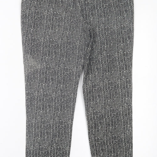 Phase Eight Womens Black Geometric Viscose Trousers  Size 8 L27 in Regular Zip