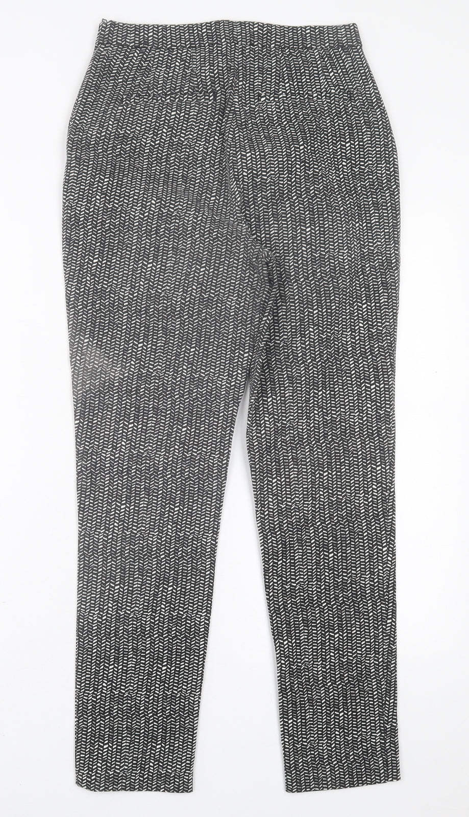 Phase Eight Womens Black Geometric Viscose Trousers  Size 8 L27 in Regular Zip