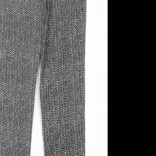 Phase Eight Womens Black Geometric Viscose Trousers  Size 8 L27 in Regular Zip