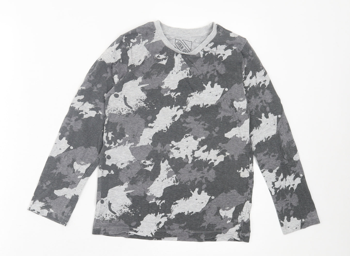 Urban dept Boys Grey Camouflage Cotton Basic Casual Size 11 Years Crew Neck Pullover