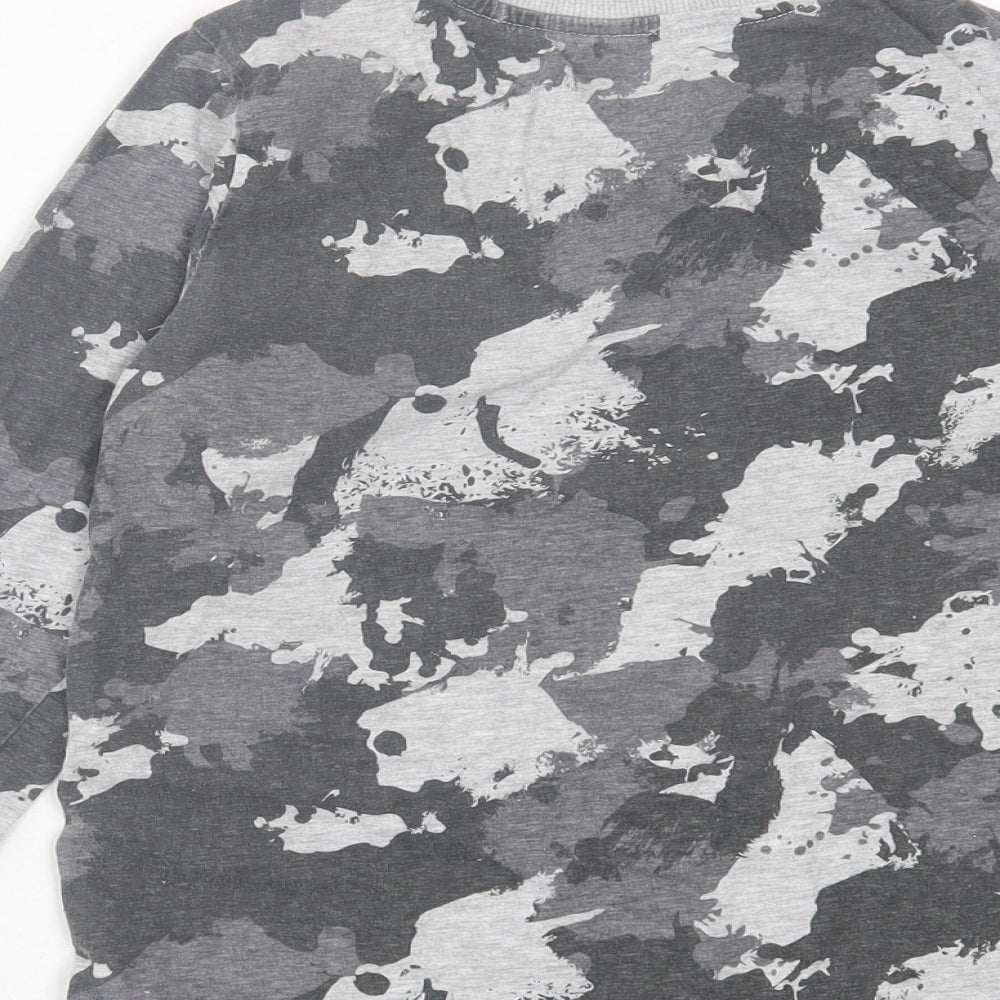 Urban dept Boys Grey Camouflage Cotton Basic Casual Size 11 Years Crew Neck Pullover