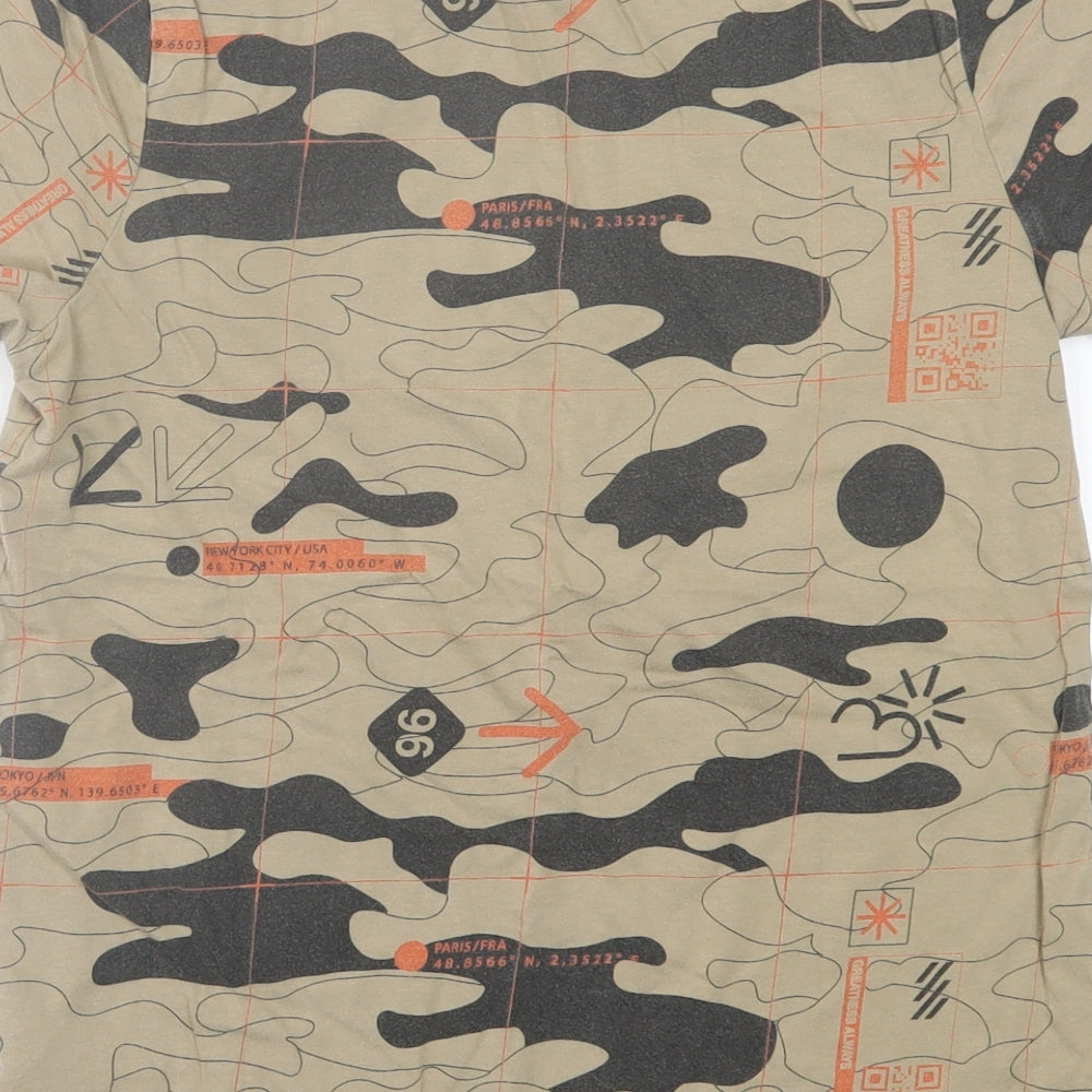 F&F Boys Brown Camouflage Cotton Basic T-Shirt Size 11-12 Years Crew Neck Pullover