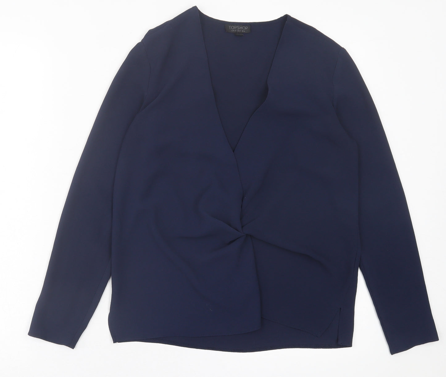 George Womens Blue  Polyester Basic Blouse Size 8 V-Neck