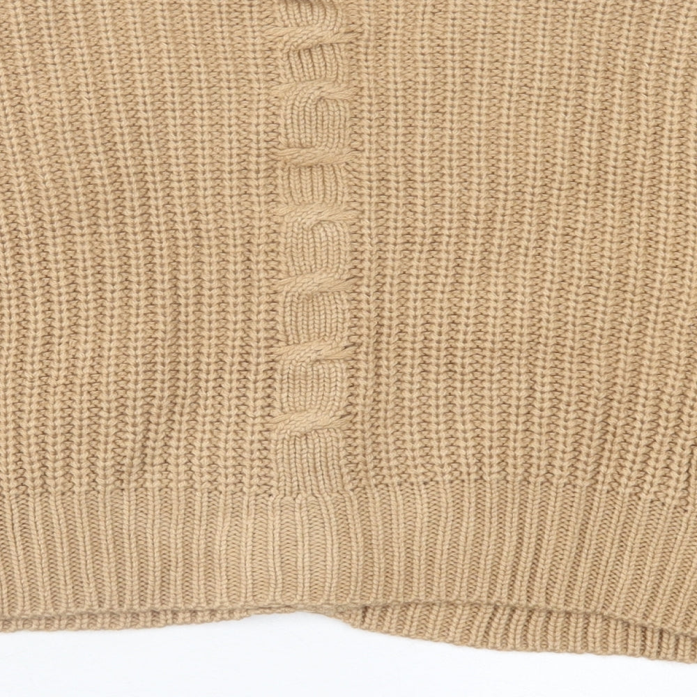 Stradivarius Womens Brown V-Neck  Acrylic Cardigan Jumper Size L   - cropped