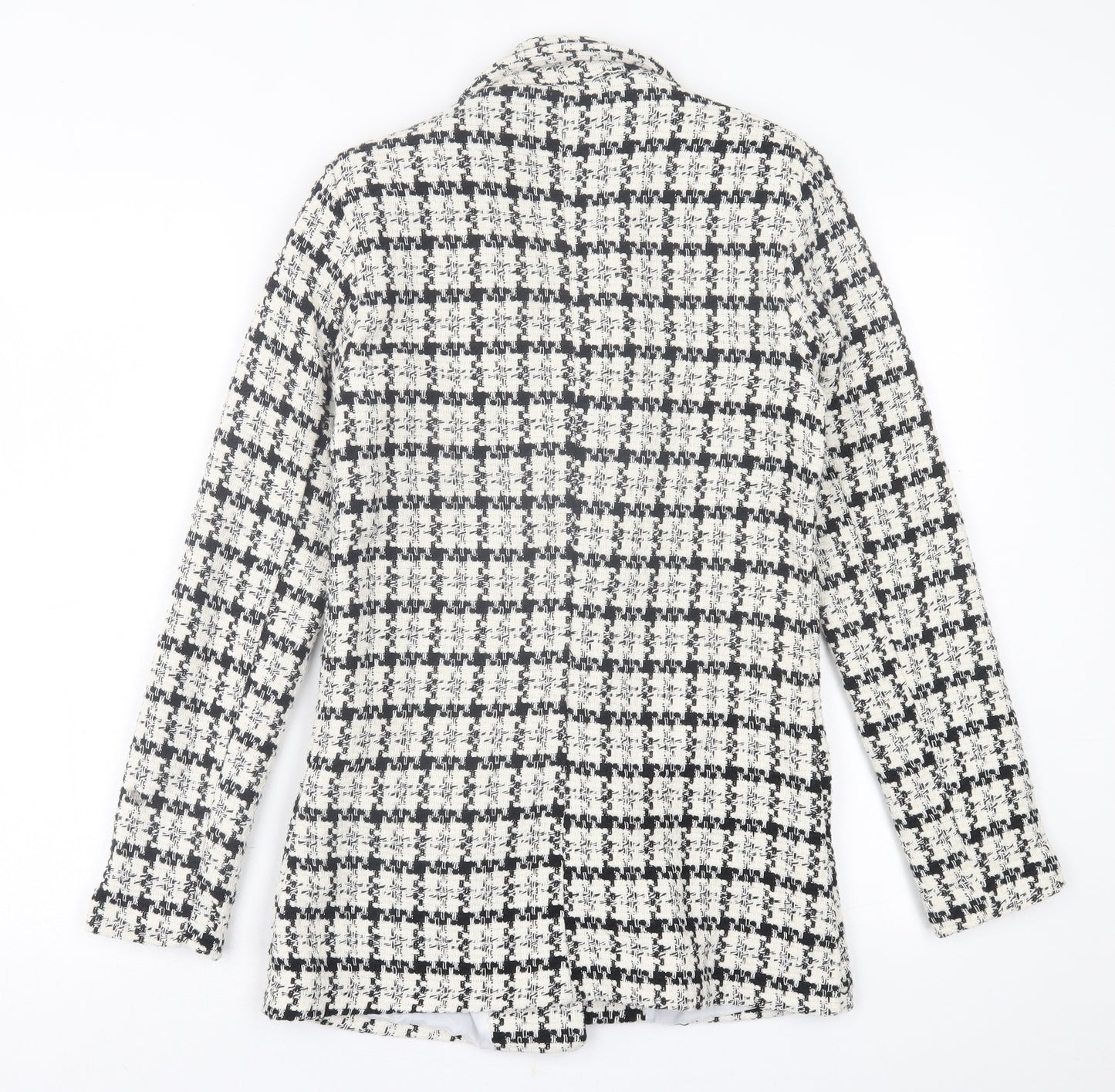 My Queen Paris Womens White Plaid  Jacket Blazer Size S  Button