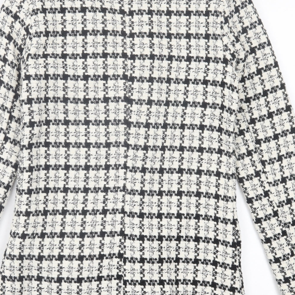 My Queen Paris Womens White Plaid  Jacket Blazer Size S  Button