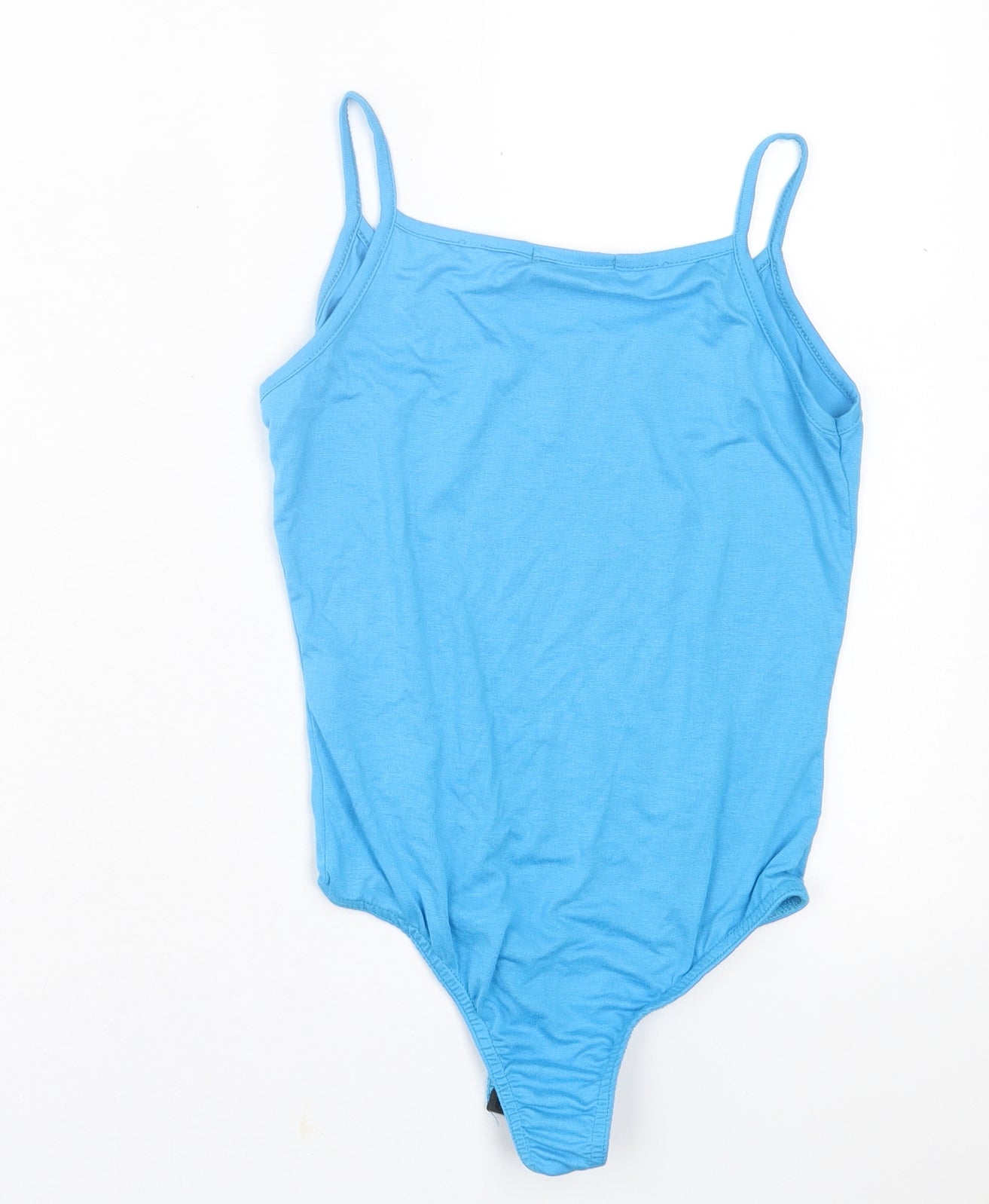 PRETTYLITTLETHING Womens Blue  Viscose Bodysuit One-Piece Size 6  Button