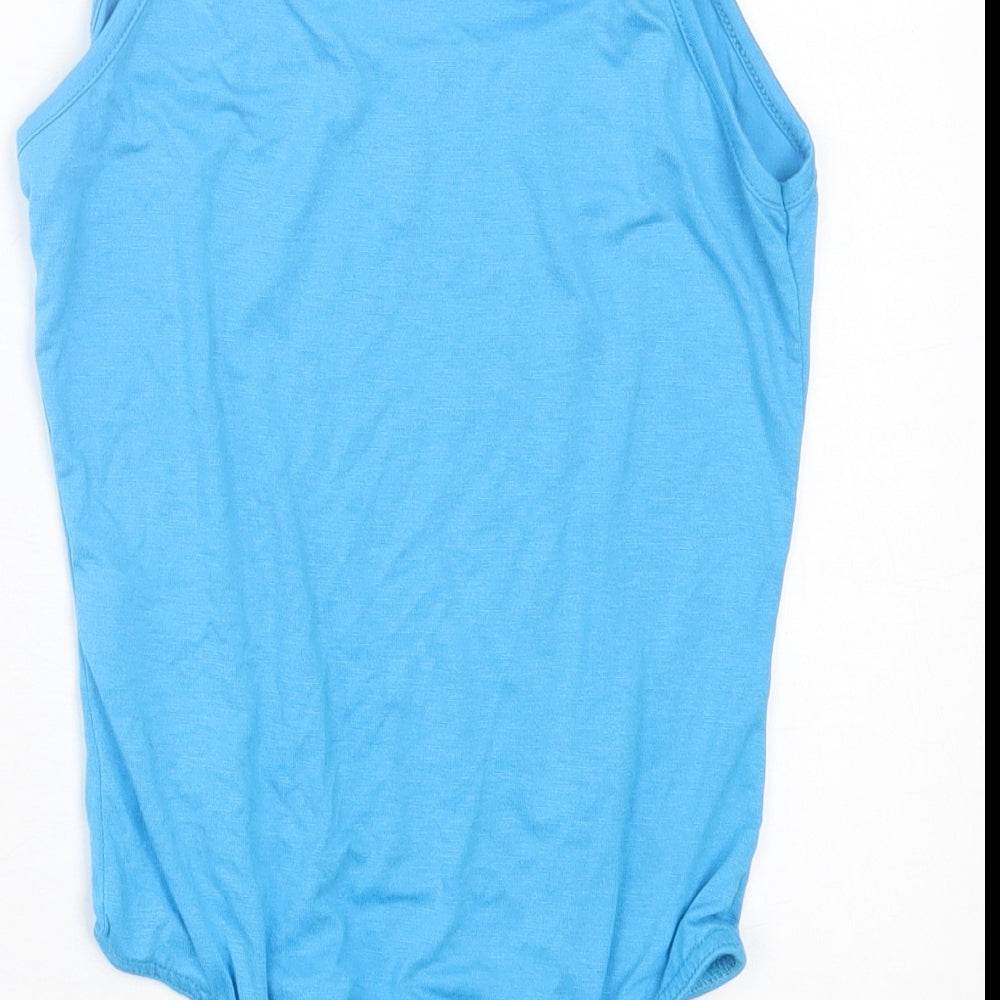 PRETTYLITTLETHING Womens Blue  Viscose Bodysuit One-Piece Size 6  Button