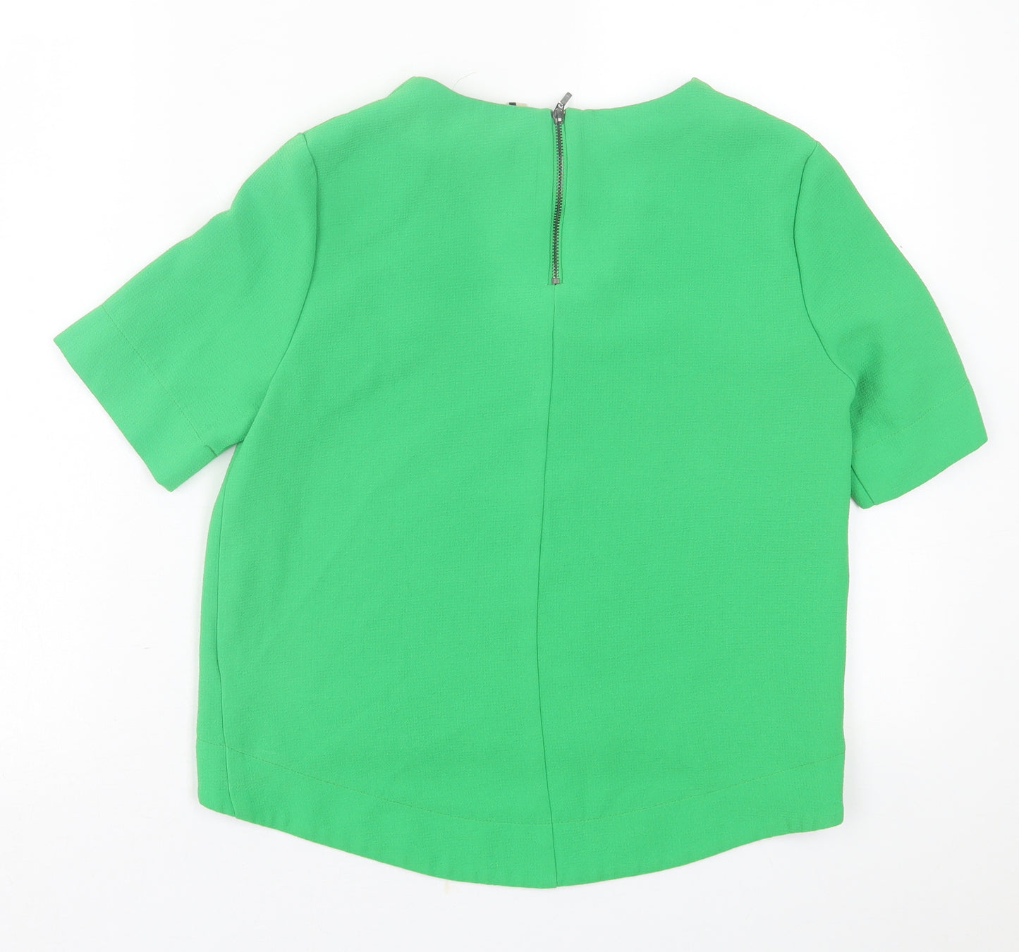 Topshop Womens Green  Polyester Basic T-Shirt Size 8 Crew Neck