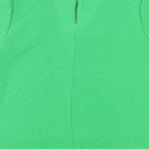 Topshop Womens Green  Polyester Basic T-Shirt Size 8 Crew Neck