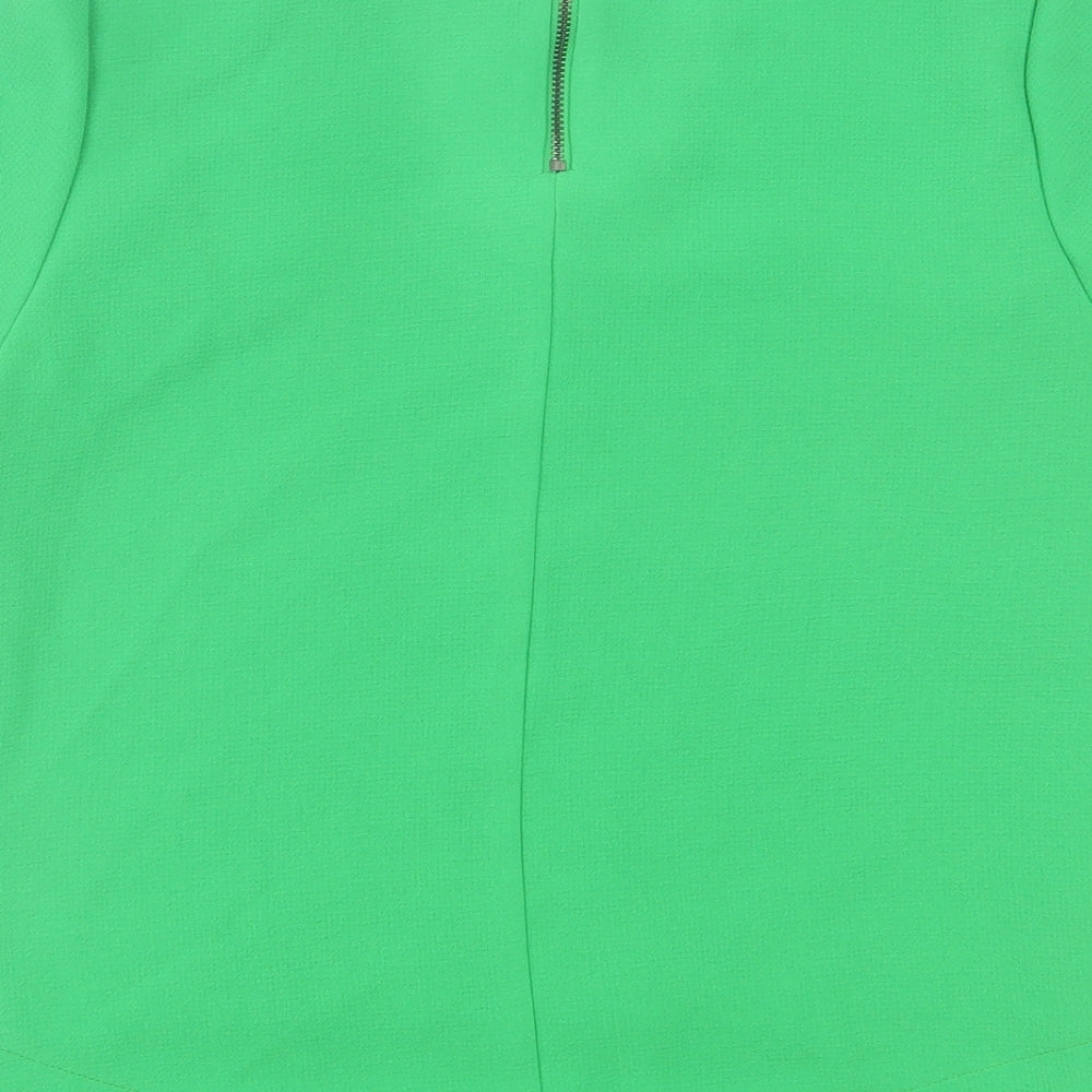 Topshop Womens Green  Polyester Basic T-Shirt Size 8 Crew Neck
