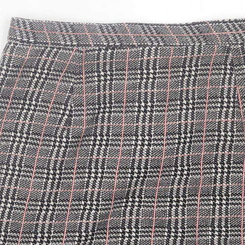 Topshop Womens Black Plaid Polyester A-Line Skirt Size 6   Button