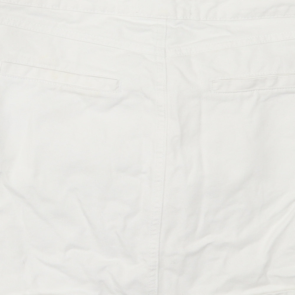 New Look Womens White  Cotton A-Line Skirt Size 10   Button