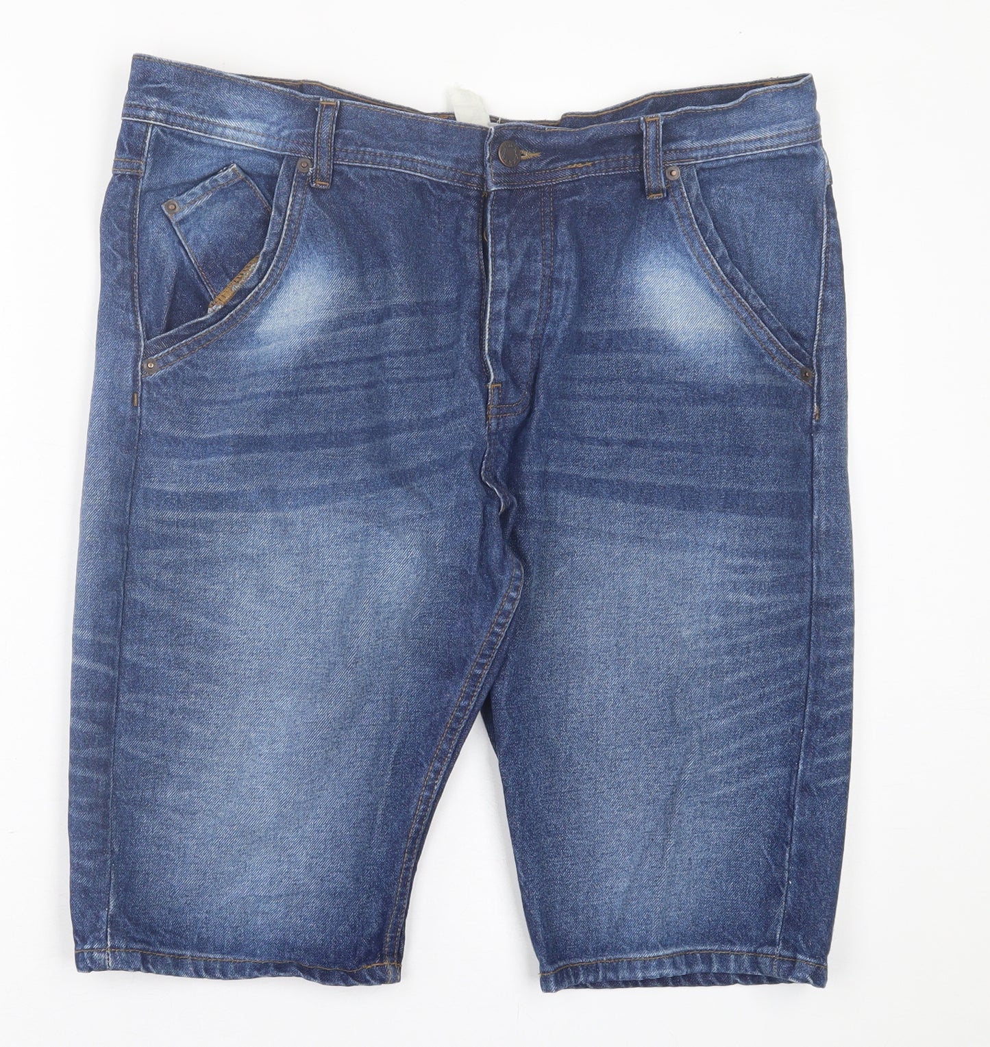 full english Mens Blue  Cotton Bermuda Shorts Size 36 in L14 in Regular Button