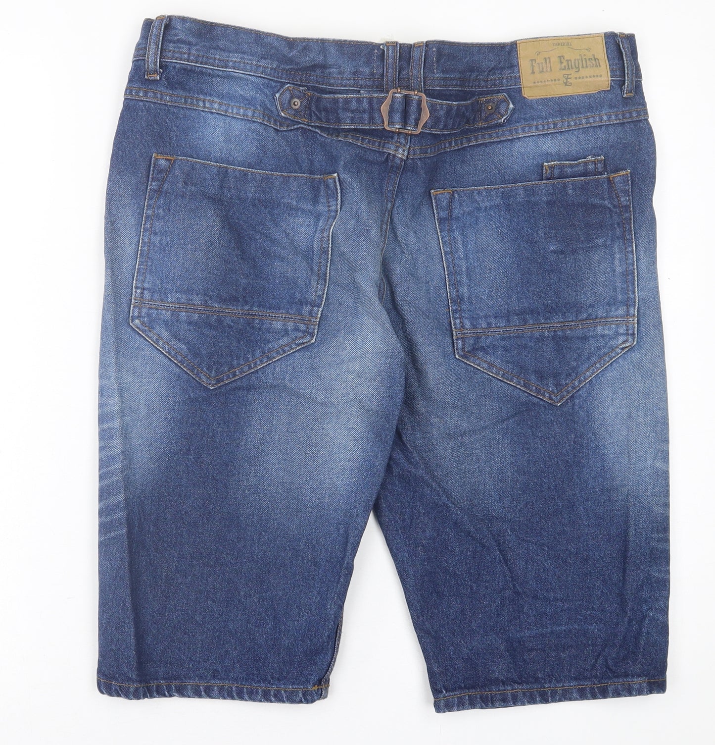 full english Mens Blue  Cotton Bermuda Shorts Size 36 in L14 in Regular Button