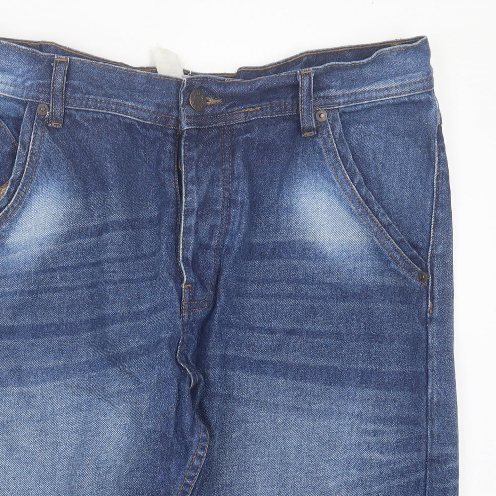 full english Mens Blue  Cotton Bermuda Shorts Size 36 in L14 in Regular Button